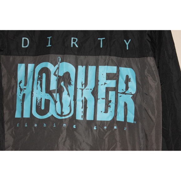 Dirty Hooker Fishing Gear Windbreaker Jacket Black Gray Novelty Graphic‎ Medium - Picture 4 of 11